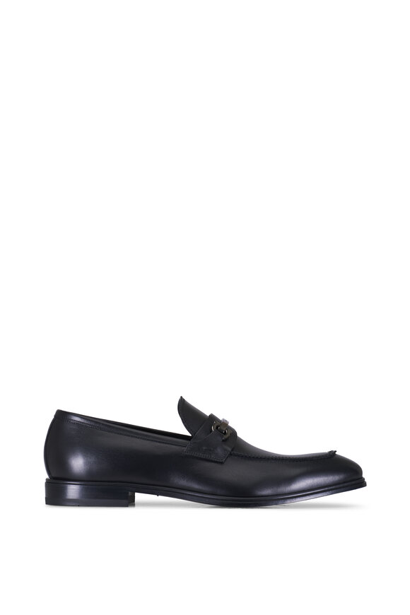 Ferragamo - Black Leather Gancini-Bit Mocassin Loafer