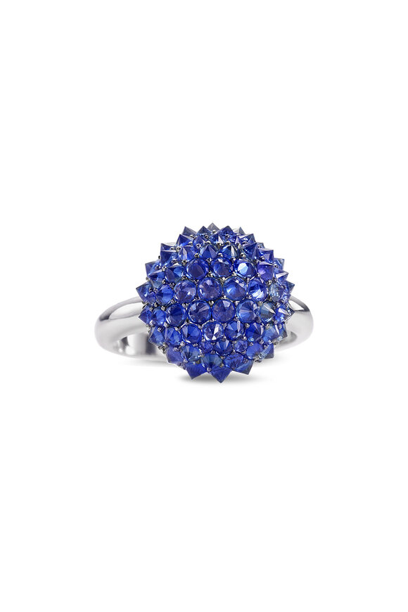 Nam Cho Blue Sapphire Half Ball Medium Stack Cocktail Ring