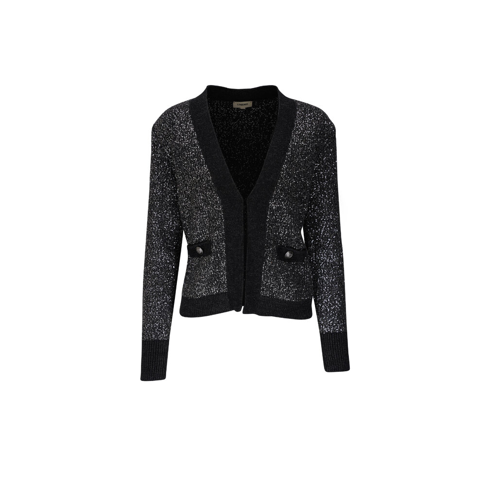 L'Agence Jinny Sequin Cardigan Sweater Black main image 0