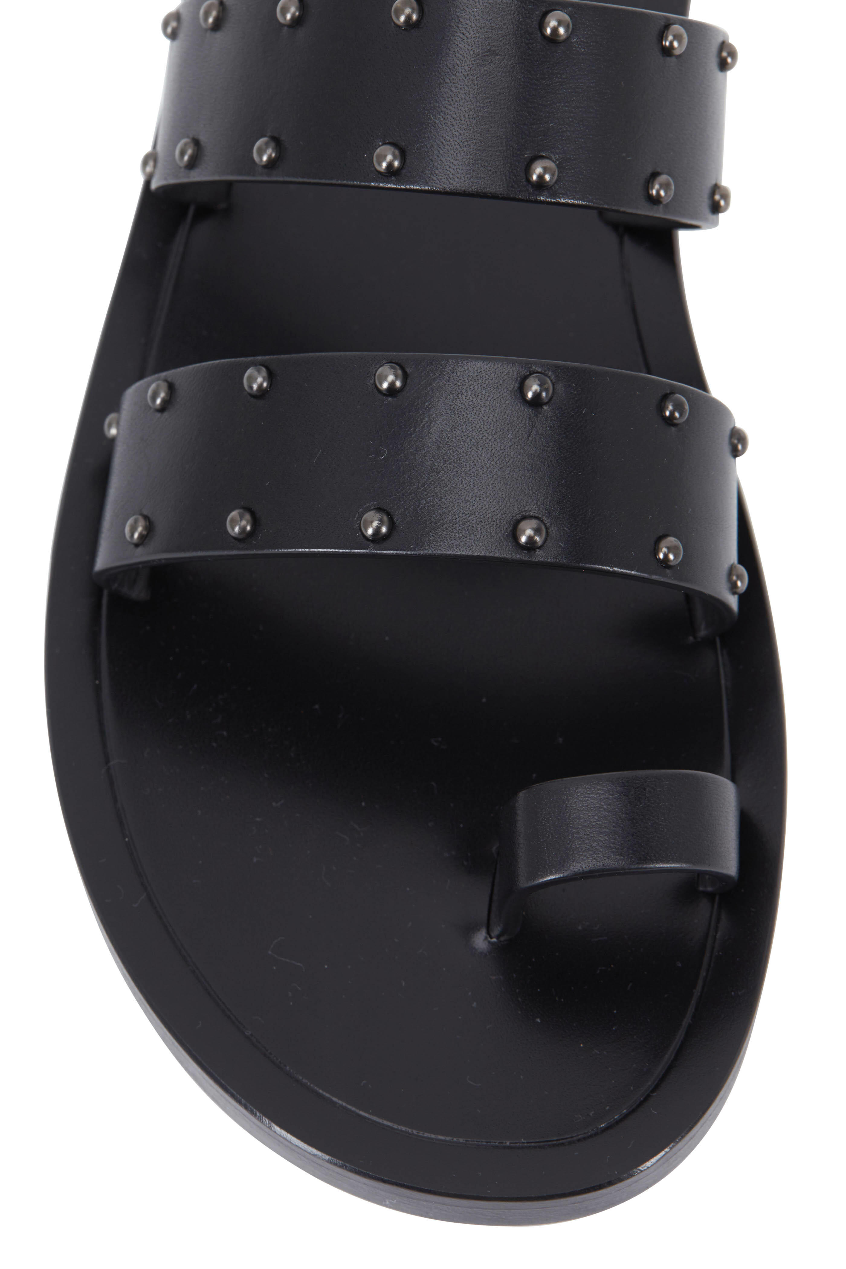 Saint Laurent - Ashton Black Studded Toe-Ring Sandal
