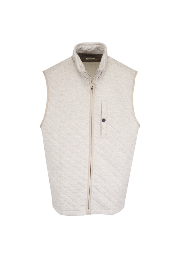 Faherty Brand Epic Oatmeal Quilted Fleece Vest - view 1