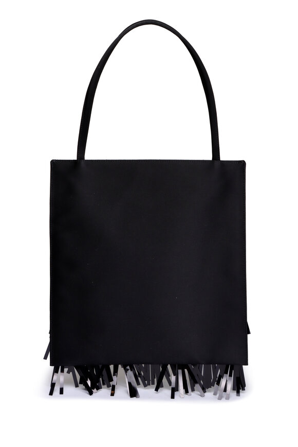 Khaite - Large Zoe Black Patchwork Raffia Tote | Mitchell Stores