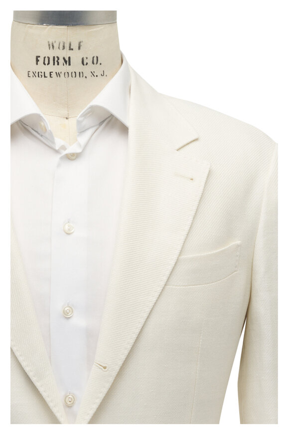 Brunello Cucinelli Off White Linen, Wool & Silk Sportcoat