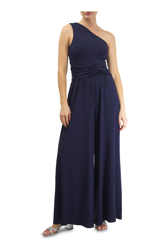 Michael Kors Collection - Maritime Blue One Shoulder Jumpsuit