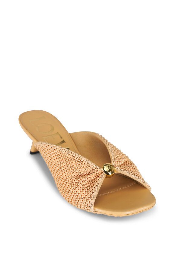 Loewe Pebble Natural Raffia-Effect Soft Slide, 45mm