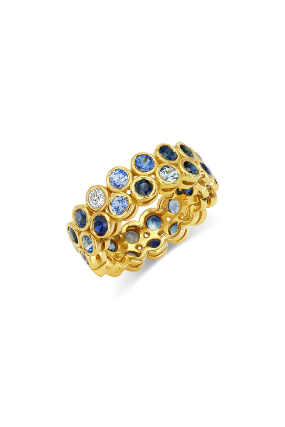Aaron Henry Two Row Variegated Blue Sapphire Ring - view 1