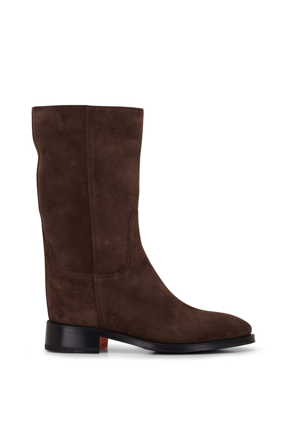 Santoni - Fleeces Dark Brown Suede Pull On Boot