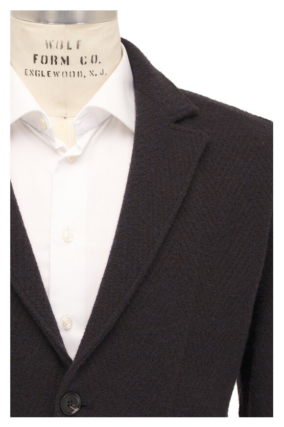 Maurizio Baldassari - Brown & Blue Herringbone Knit Swacket