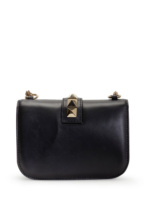 Valentino Garavani - Black Leather Studded Small Chain Shoulder Bag