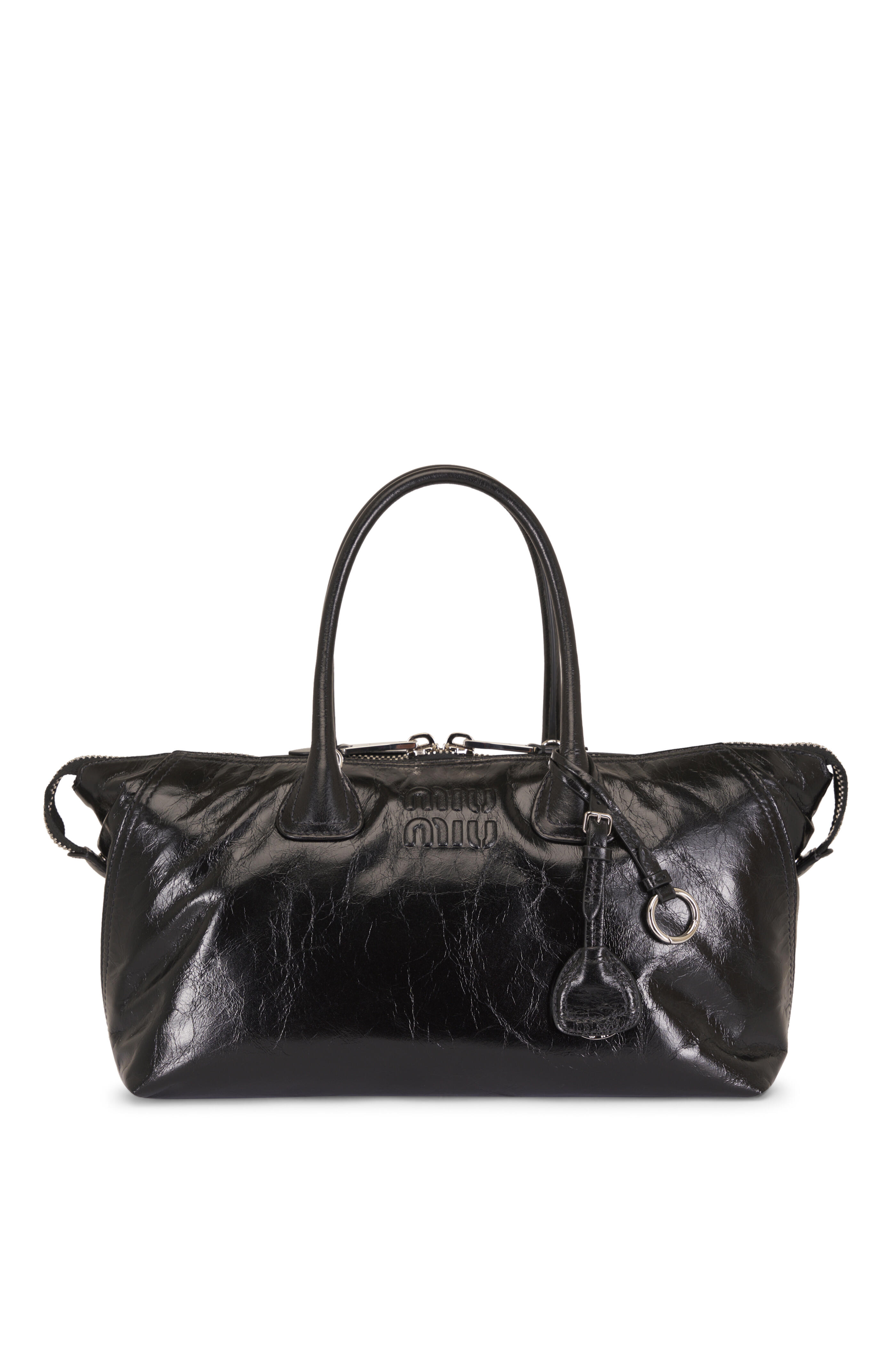 Miu Miu - Black Shiny Leather Shoulder Bag - view 1
