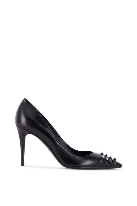 Valentino Garavani - Black Leather Spiked Toe Pump, 90mm