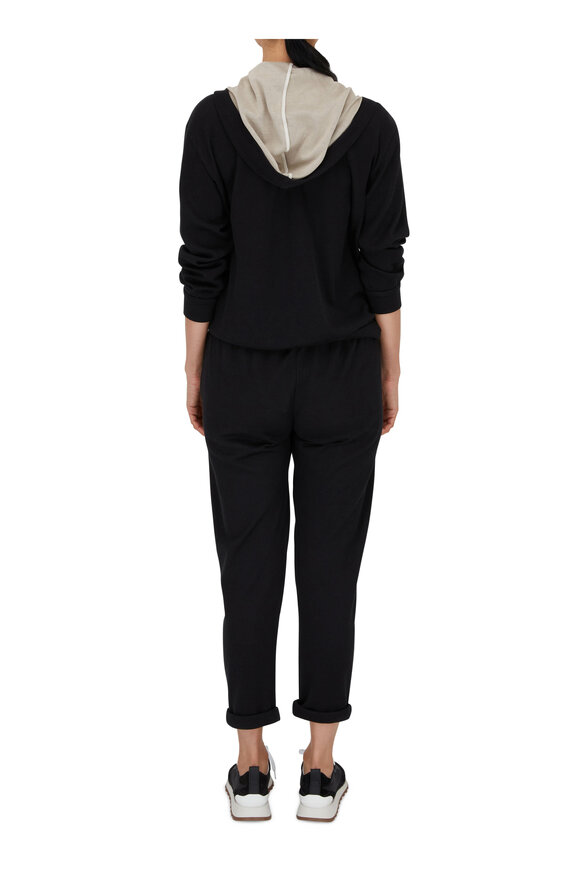 Brunello Cucinelli - Black Cotton & Silk Zip Spa Hoodie