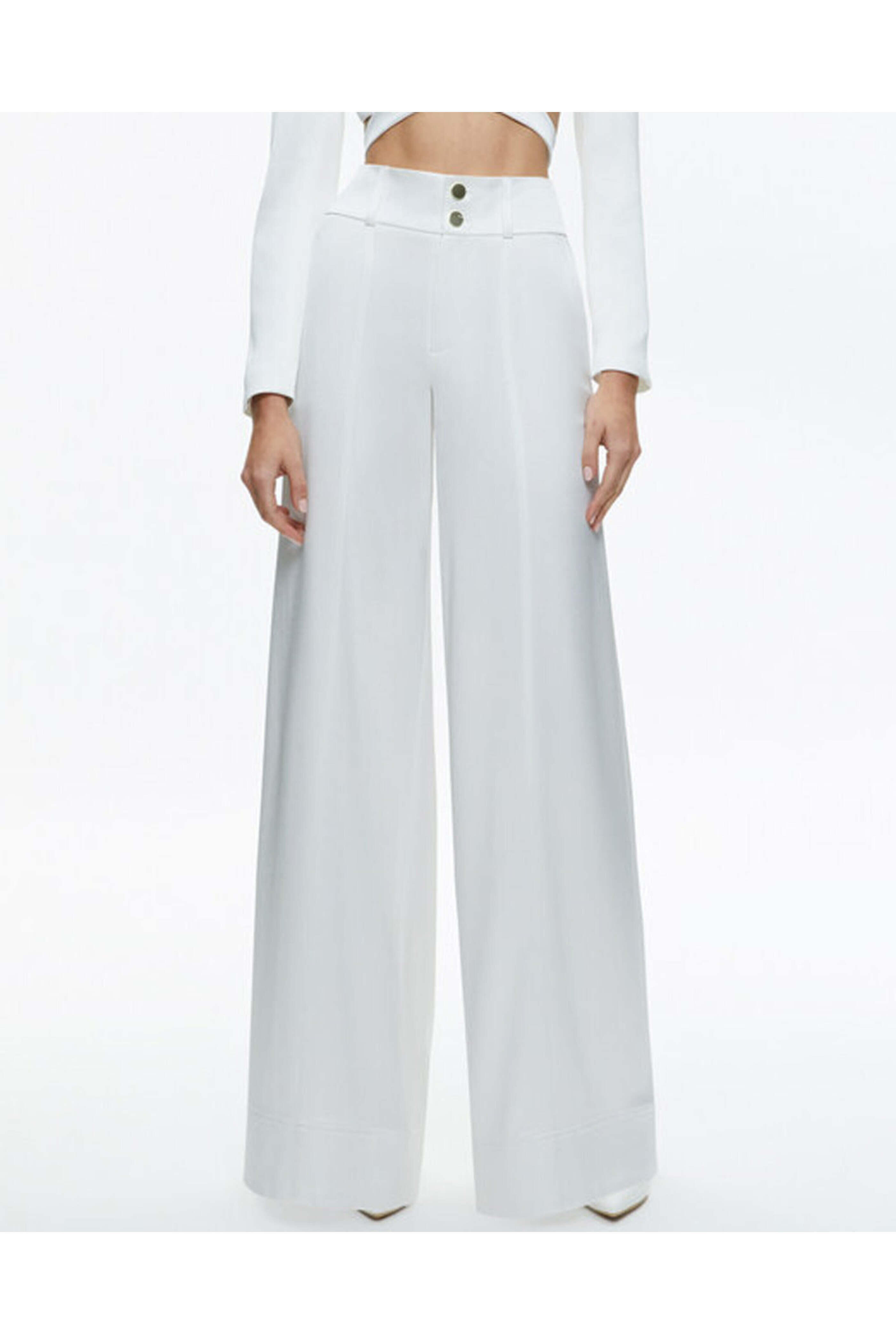 Alice & Olivia - Off White High Rise Wide Leg Mame Pant