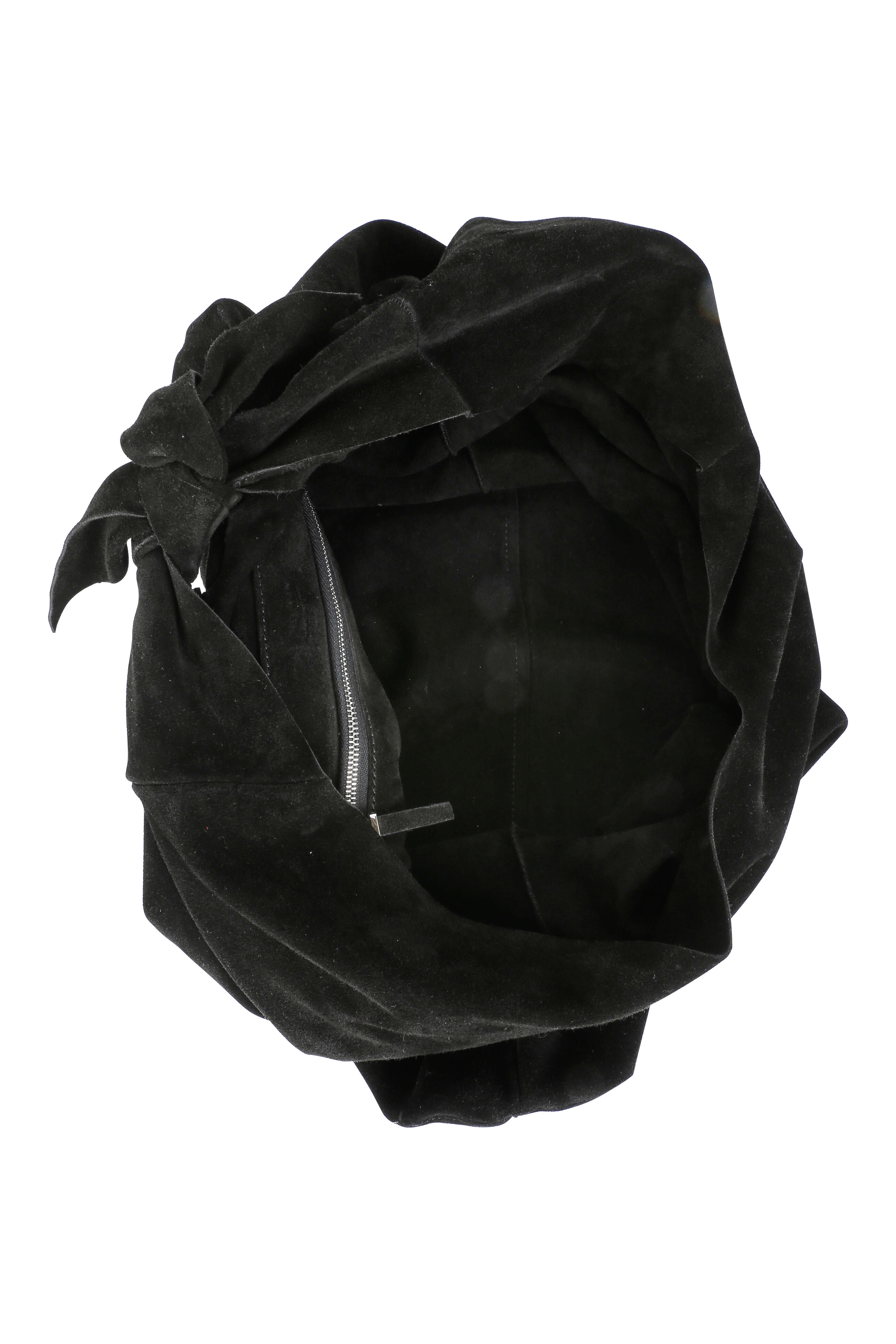 The Row - Bindle Black Suede Knot Hobo Bag | Mitchell Stores