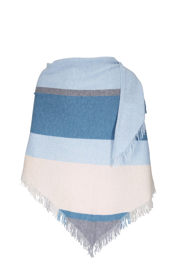 Kinross Horizon Stripe Fringe Triangle Shawl - view 2