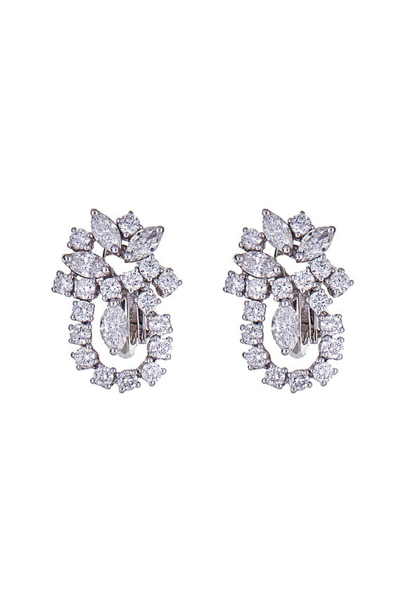ZYDO 18k White Gold Diamond Cluster Earring - view 1