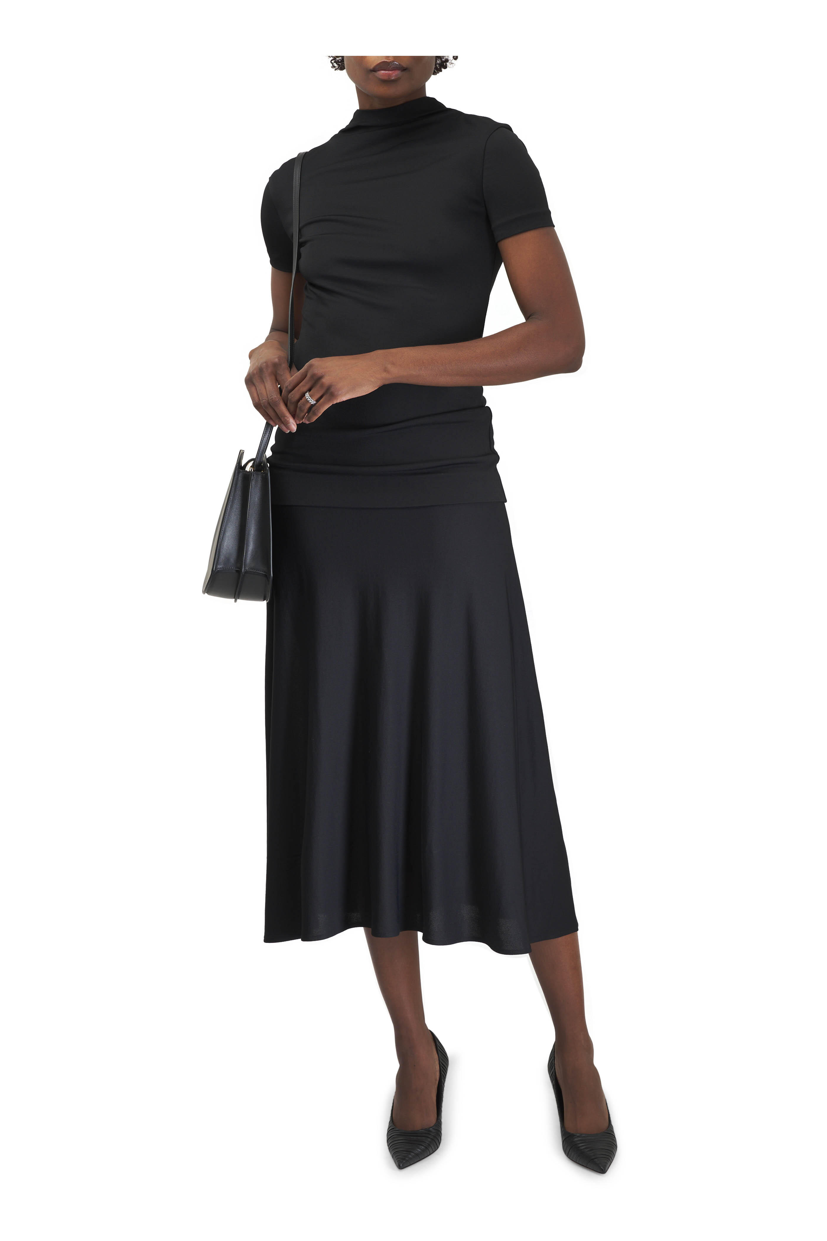 Jil Sander - Crepe Fluid Black Midi Dress | Mitchell Stores
