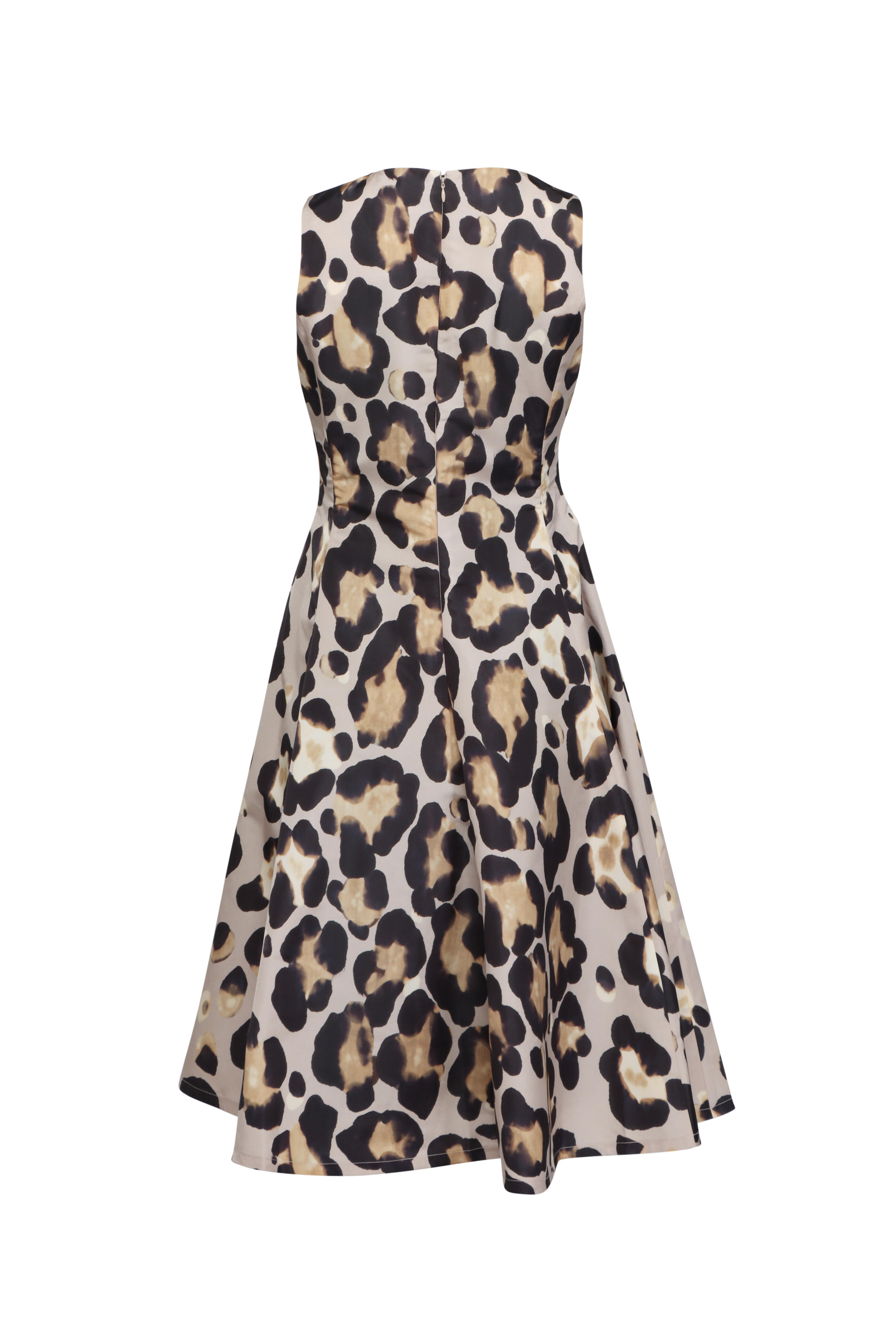 Sara Roka - Mariela Animal Print Sleeveless Midi Shirtdress