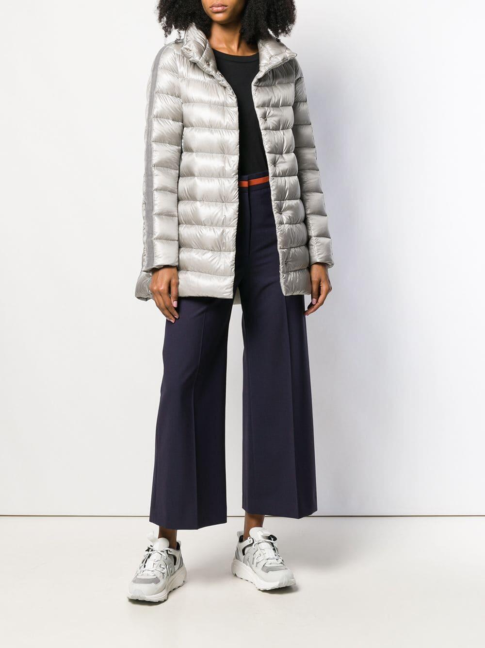 Herno - Silver Velvet Trim Hooded Puffer Jacket