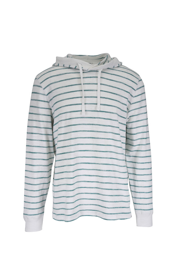 Faherty Brand Sunwashed White Biscayne Stripe Cotton Hoodie - view 1