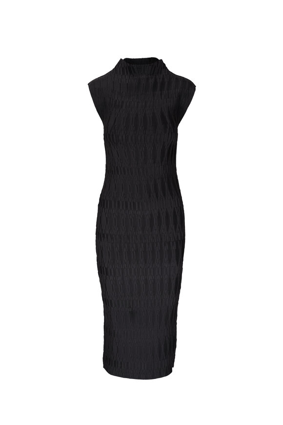 Veronica Beard Gramercy Black Pleated Satin Dress