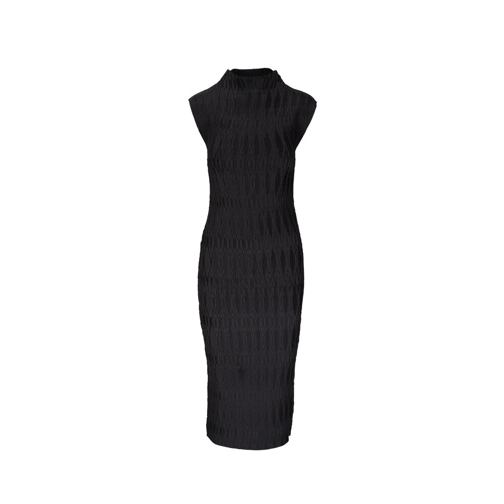 Veronica Beard - Gramercy Black Pleated Satin Dress