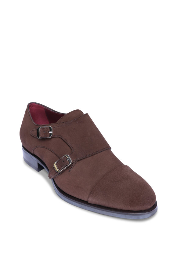 Brioni 1Double Monk English Suede Loafer in Coffee