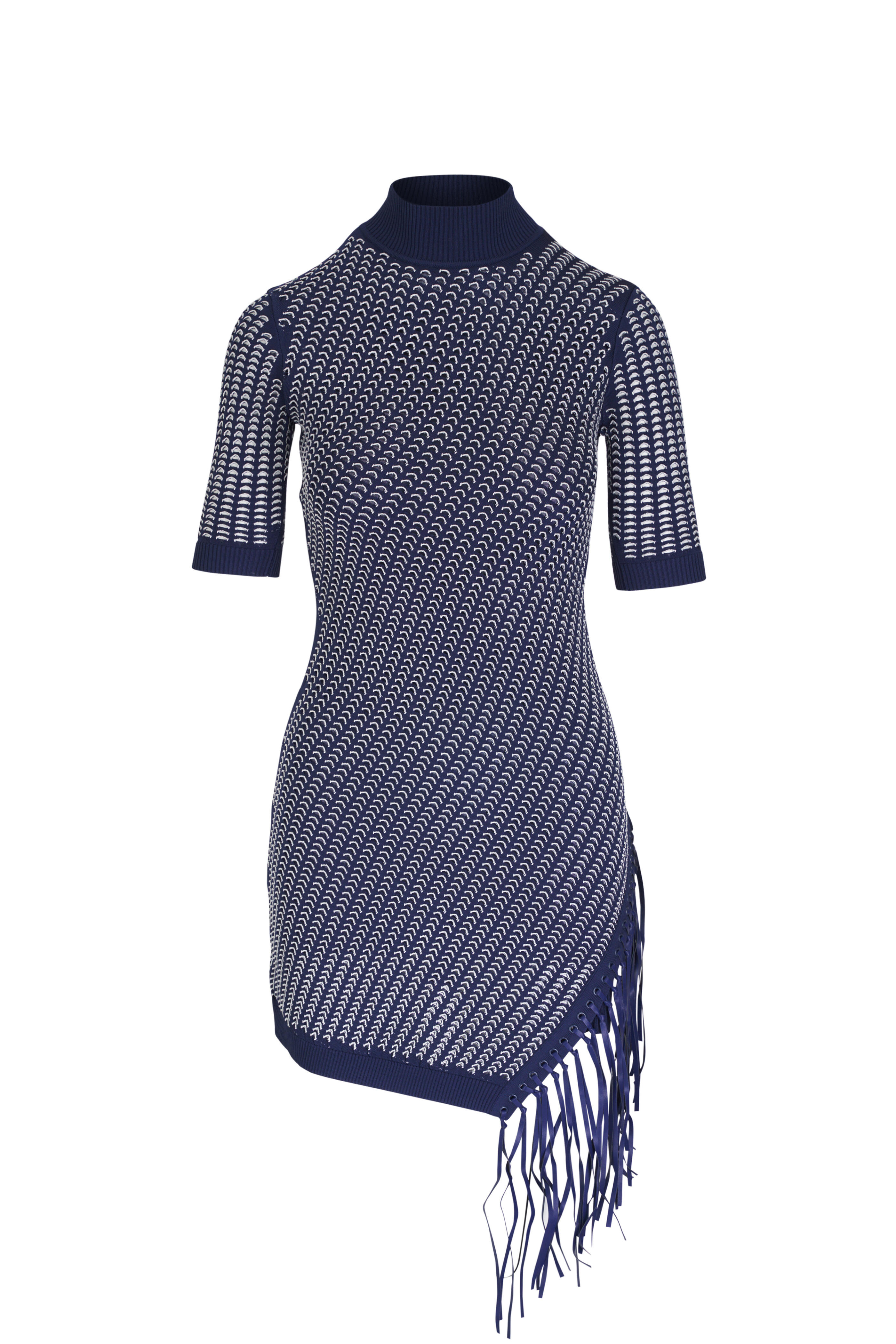 Simkhai - Orla Midnight Blue Pointelle Fringe Mini Dress