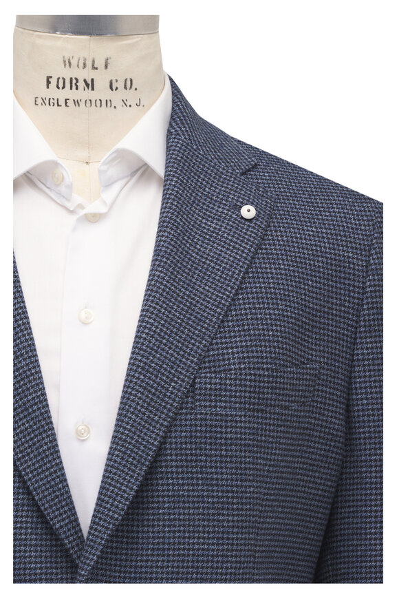 L.B.M. 1911 Blue & Navy Houndstooth Cotton Sportcoat