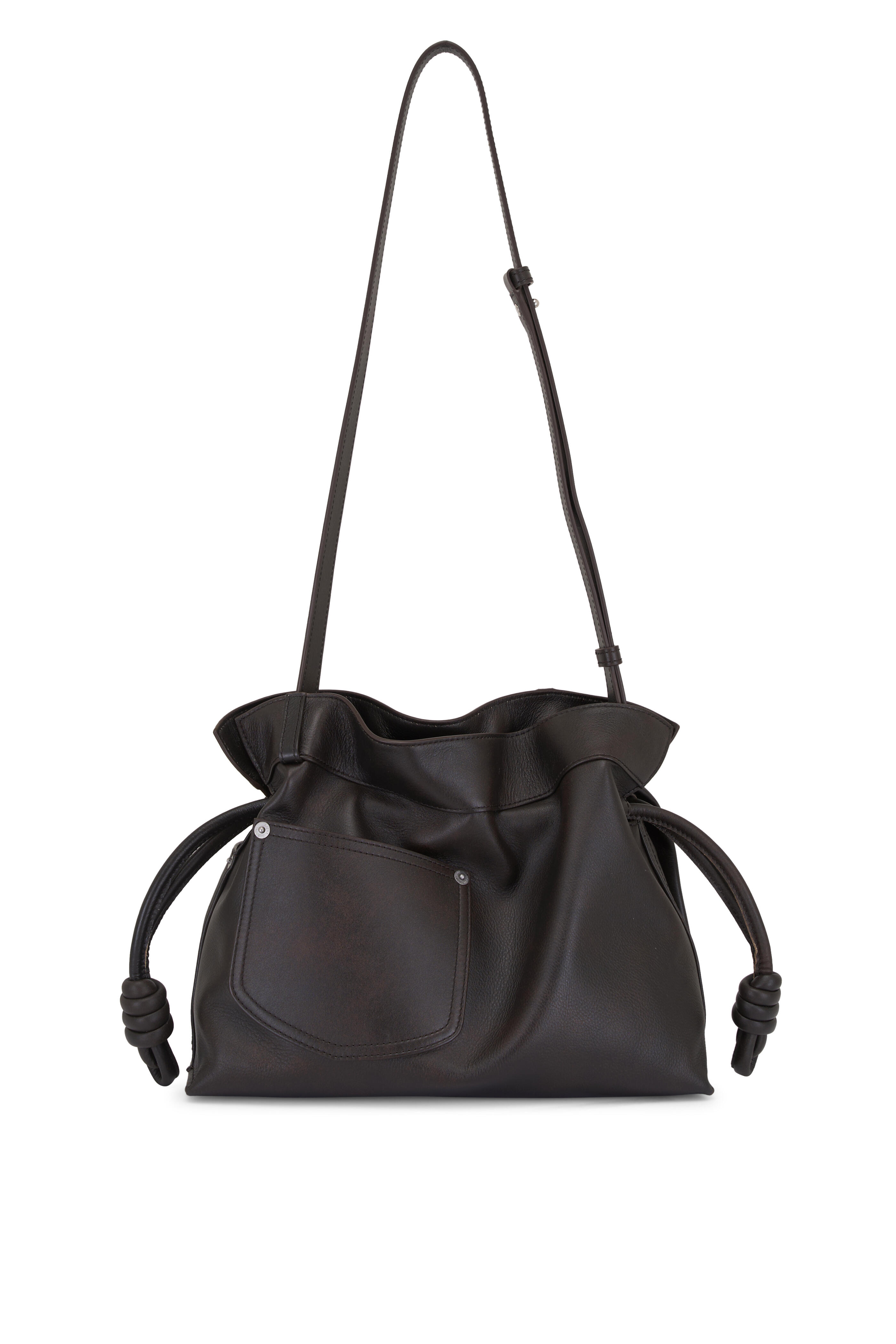 Loewe - Medium Panta Flamenco Dark Brown Leather Clutch