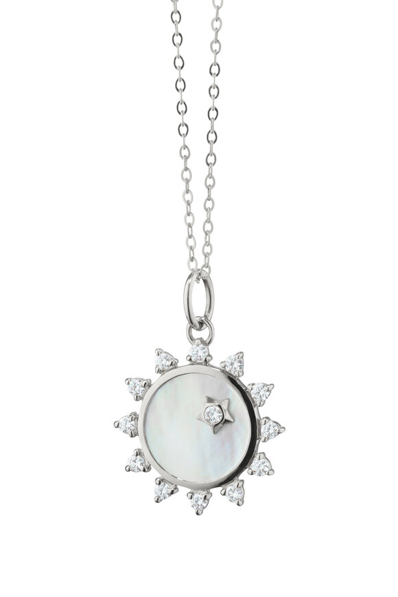 Monica Rich Kosann Sterling Silver Mother of Pearl & Diamond Necklace - view 1
