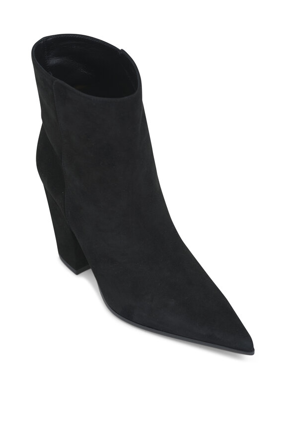 Gianvito Rossi - Stivale Black Suede Chunky Heel Bootie, 75mm