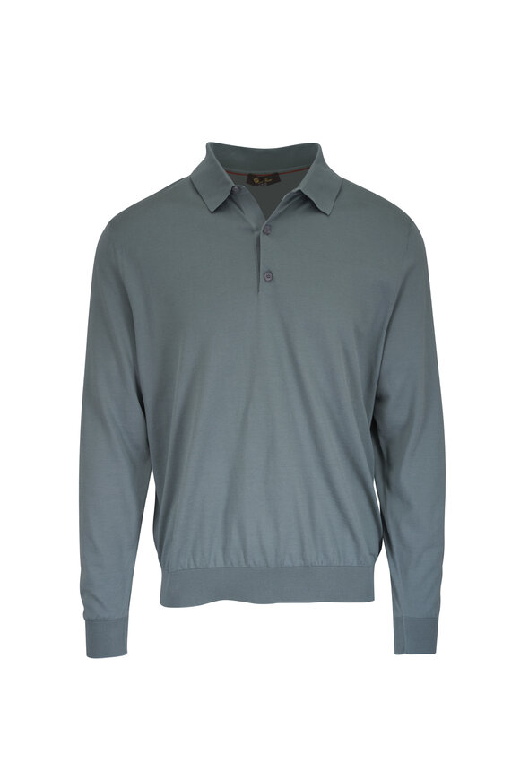 Loro Piana Light Gray Ice Wish Long Sleeve Polo - view 1