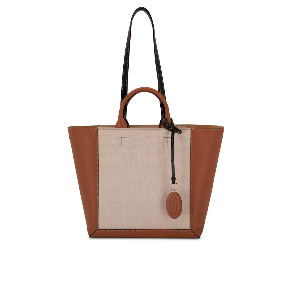 Tod's - Medium Leather & Canvas Double Up Shopping Bag