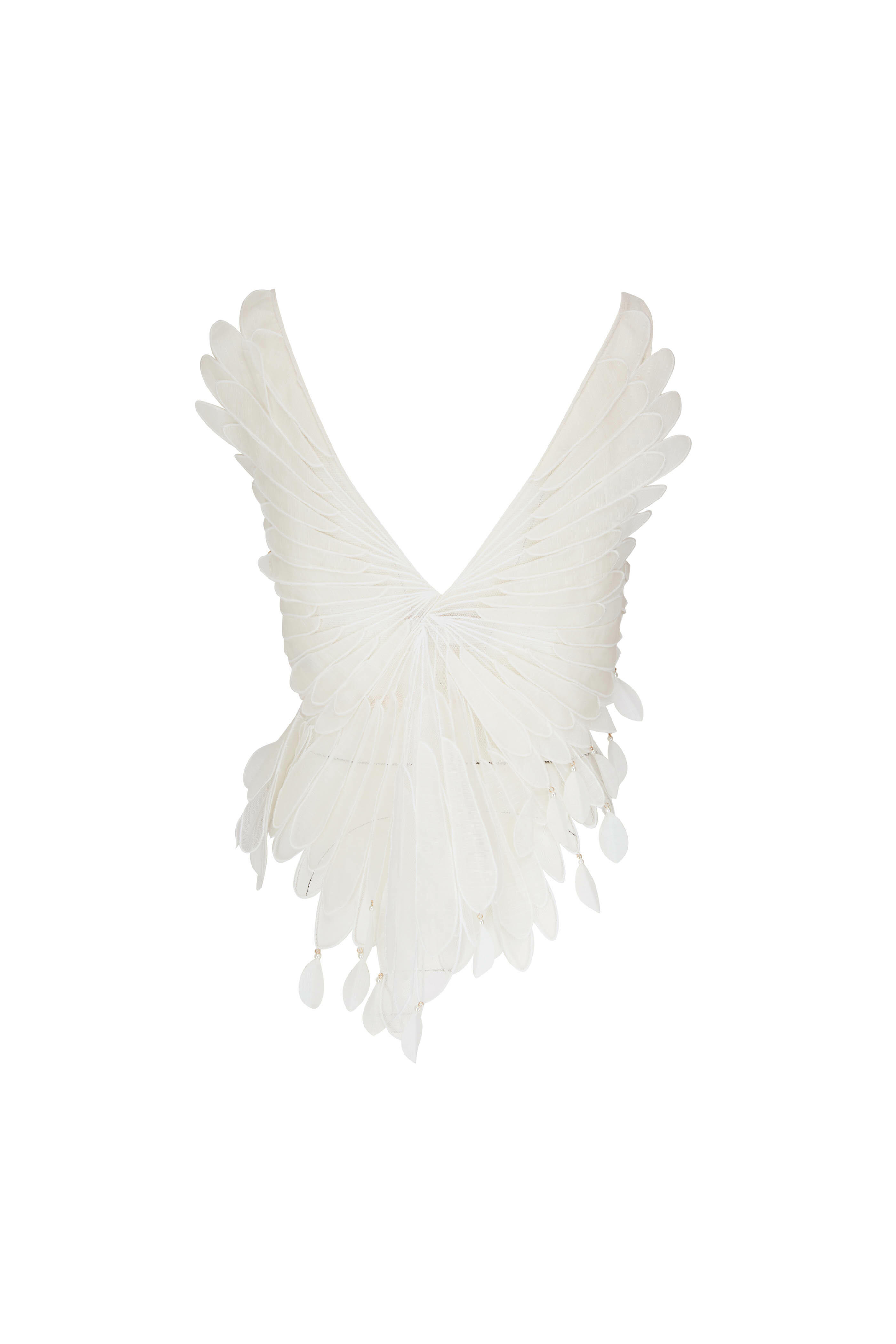 Zimmermann - Rhythmic White Appliqué Tulle Asymmetric Top