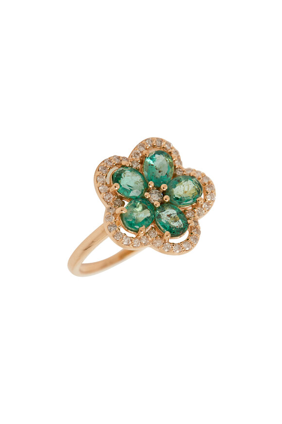Loriann - Emerald & Diamond Flower Ring