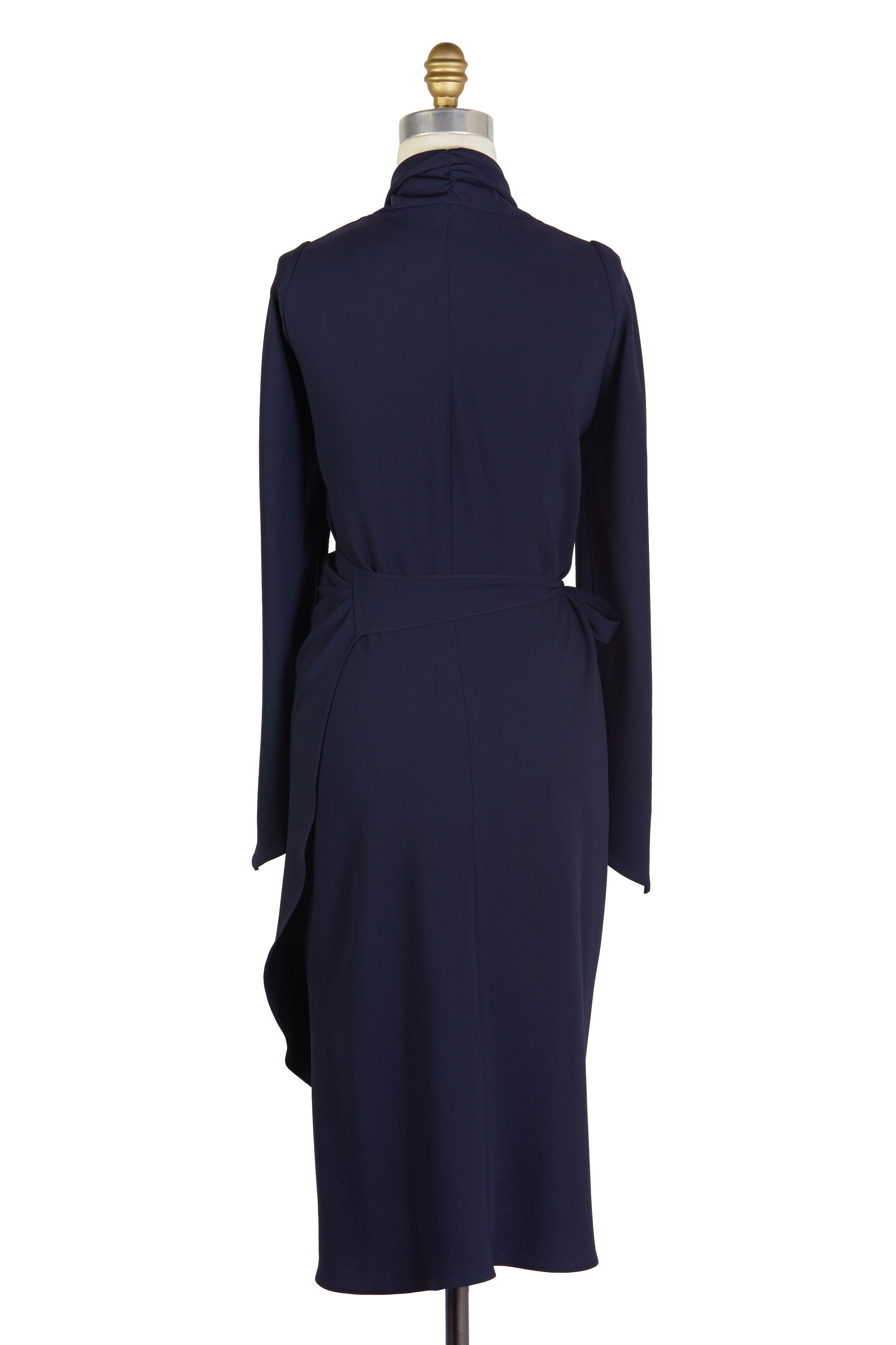 Peter Cohen - Navy Blue Long Sleeve Draped Dress