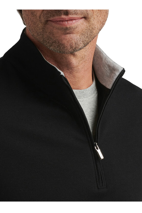 Peter Millar Crown Comfort Black Quarter Zip Pullover - view 5