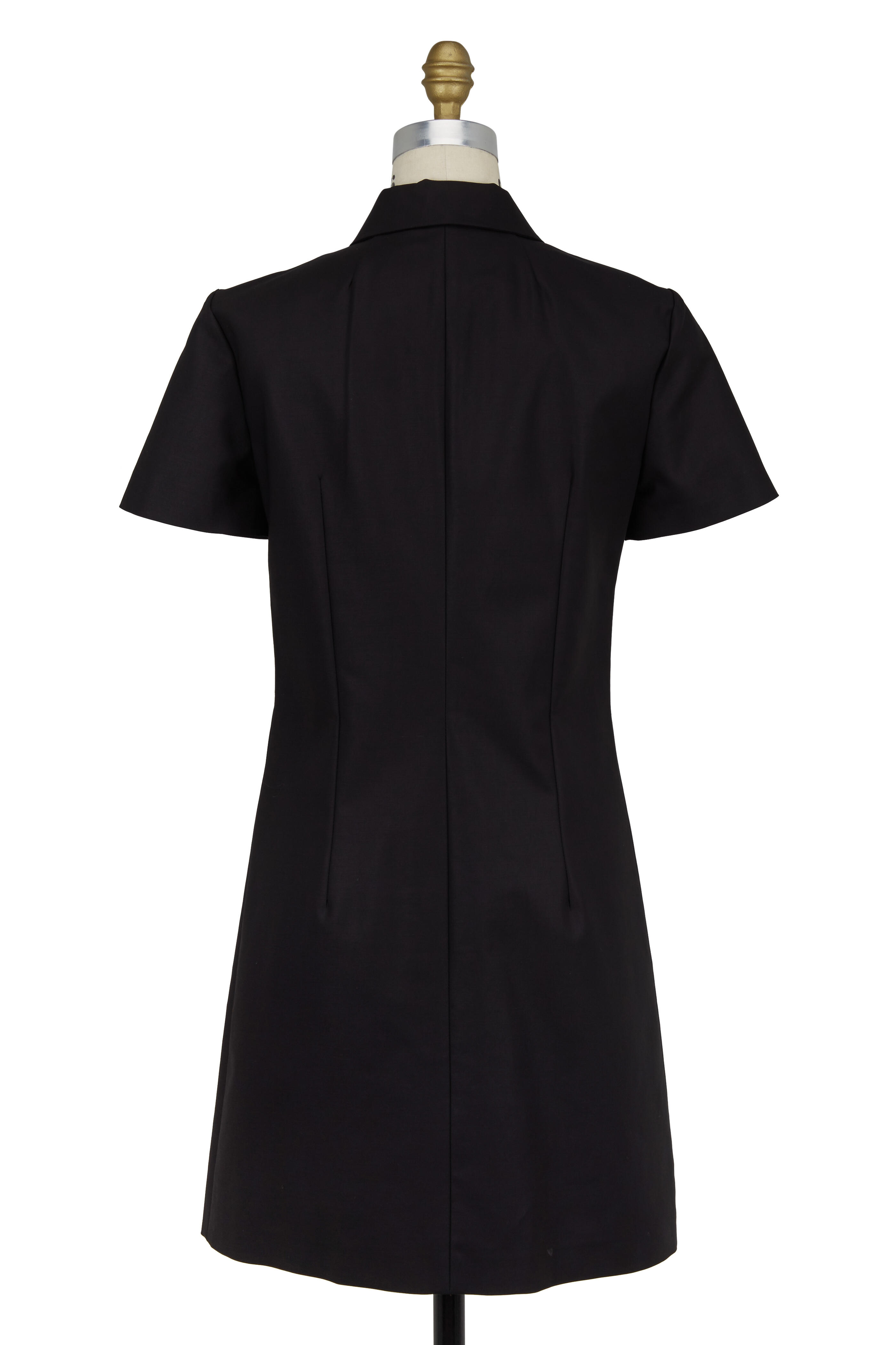 Michael Kors Collection - Black Stretch Cotton Silver Button Polo Dress