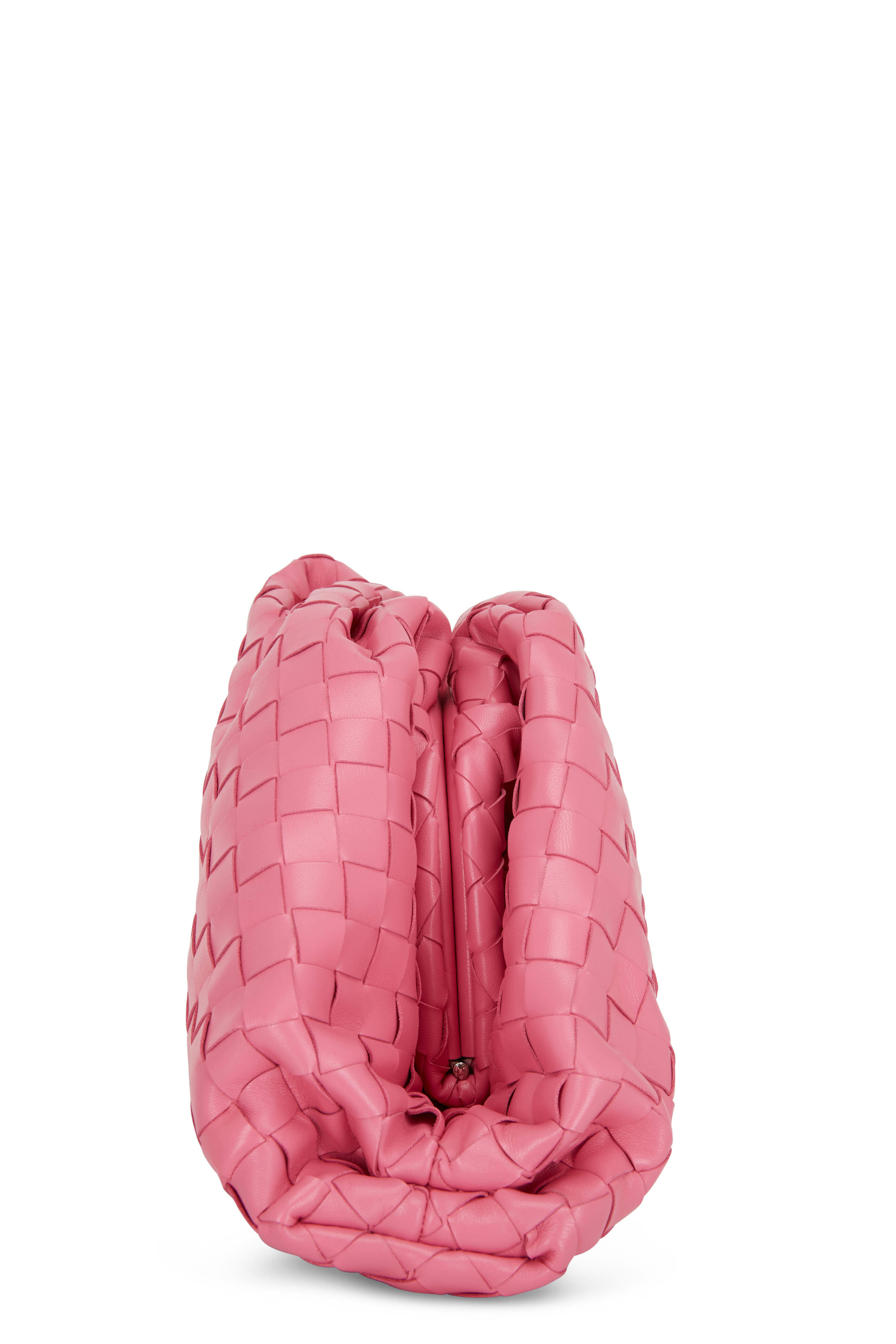 Bottega Veneta - The Pouch Pink Woven Leather Large Bag