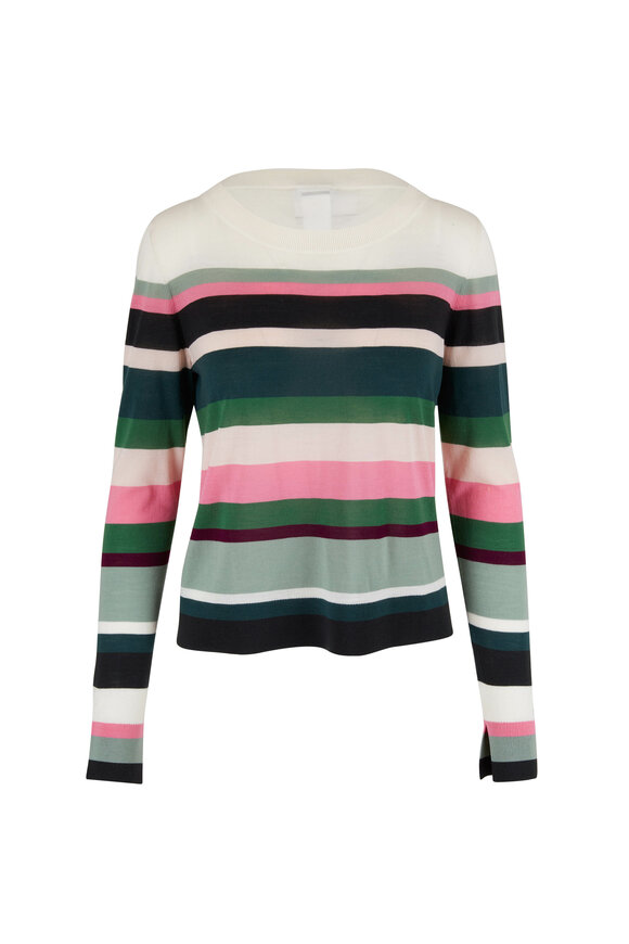 Akris Punto - Cashew, Palm & Hot Pink Stripe Top