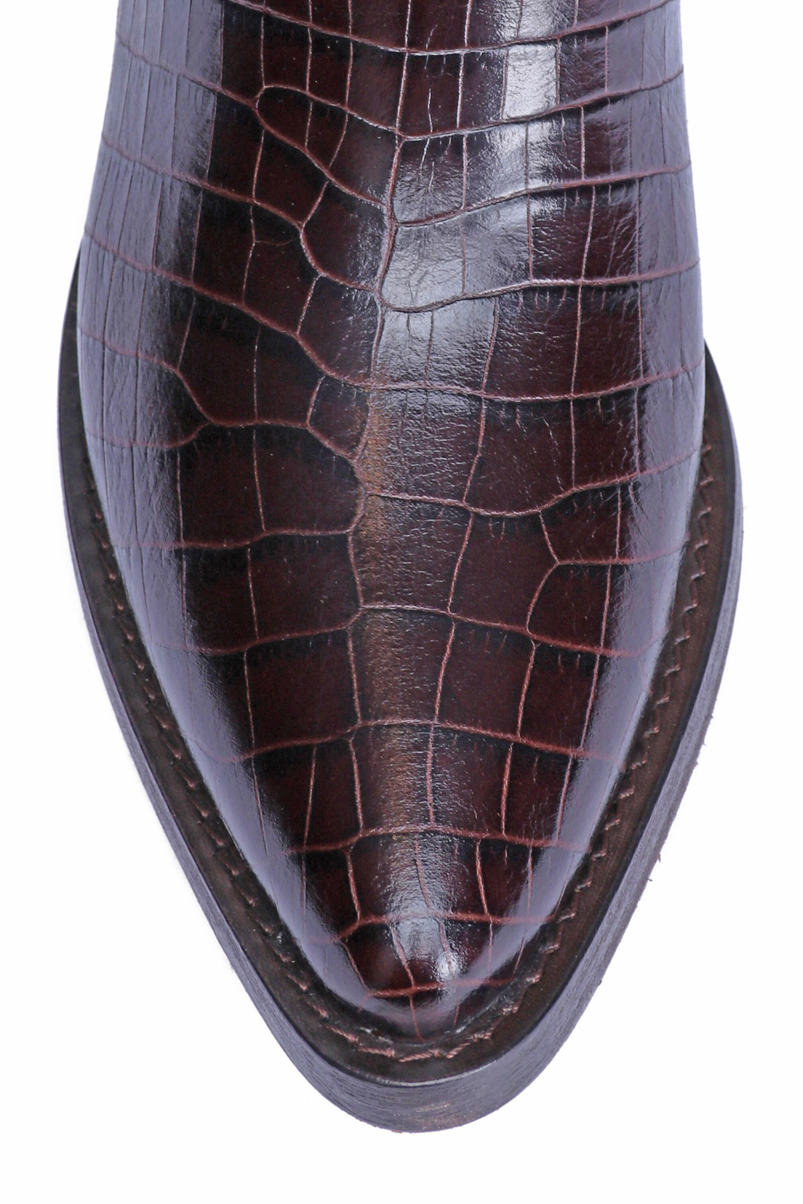 Partlow - Mira Stamped Leather & Suede Tall Cowboy Boot