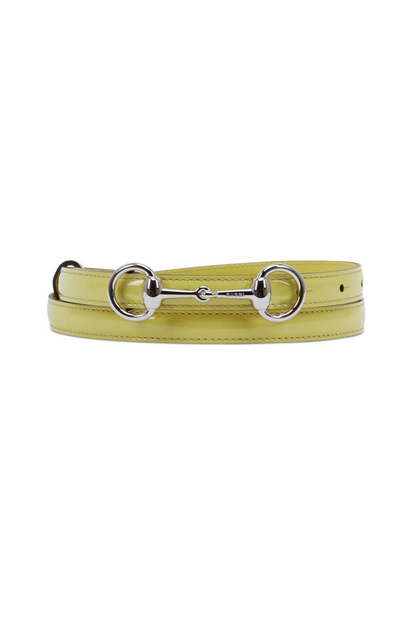 Gucci - Light Yellow Patent Leather Horsebit Buckle Belt