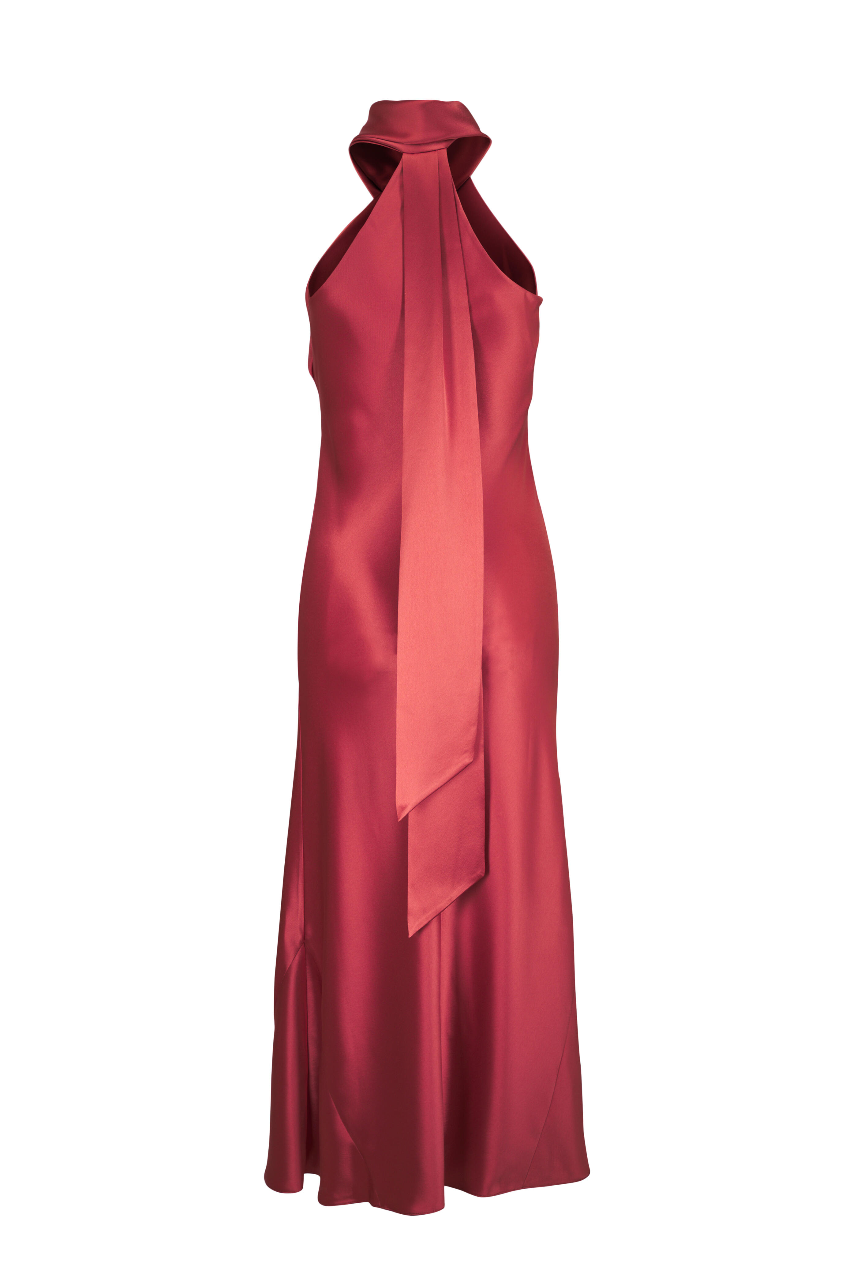 Galvan - Pandora Cinnamon Satin Halter Neck Dress
