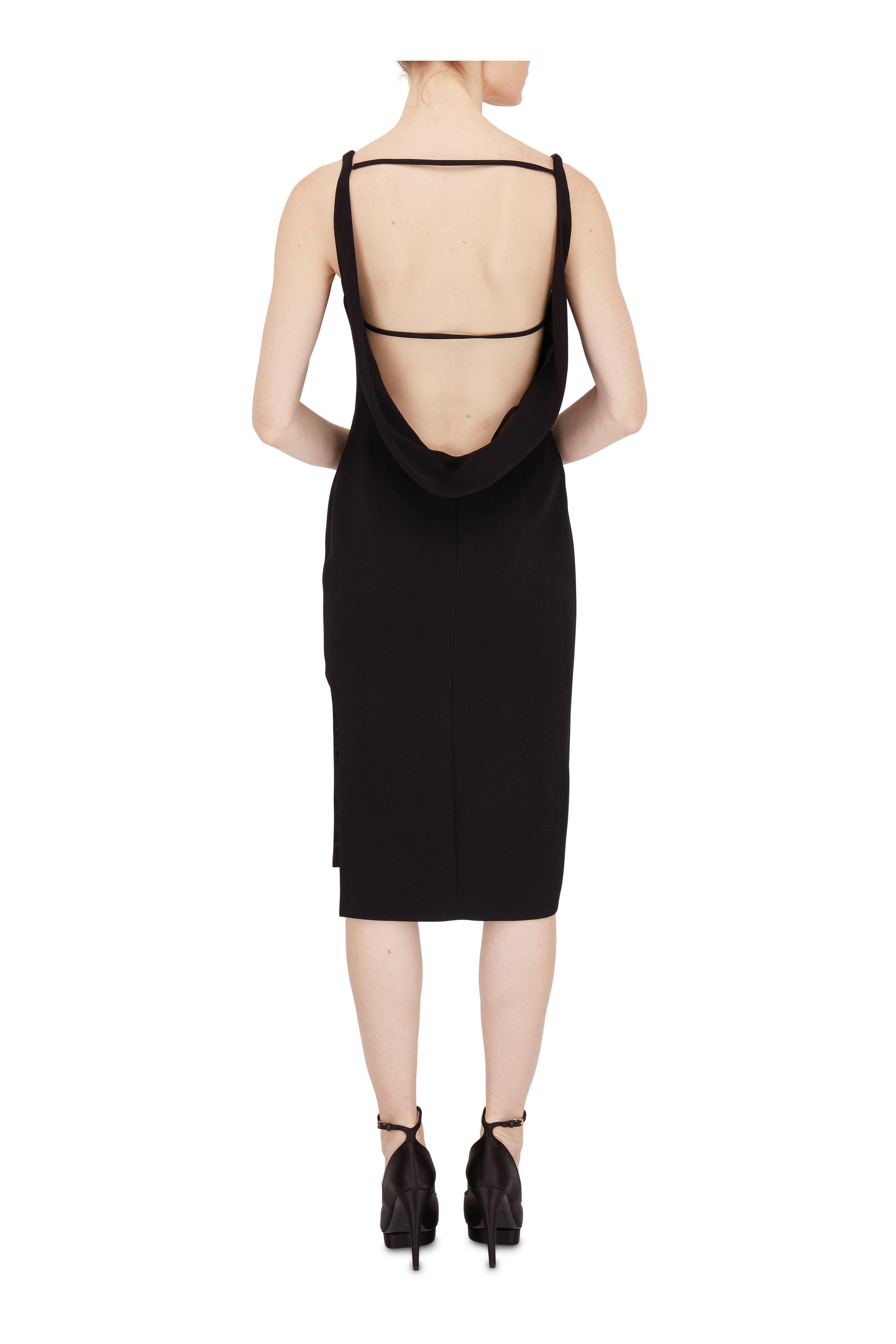 Tom Ford - Black Open Cowl Back Sleeveless Dress