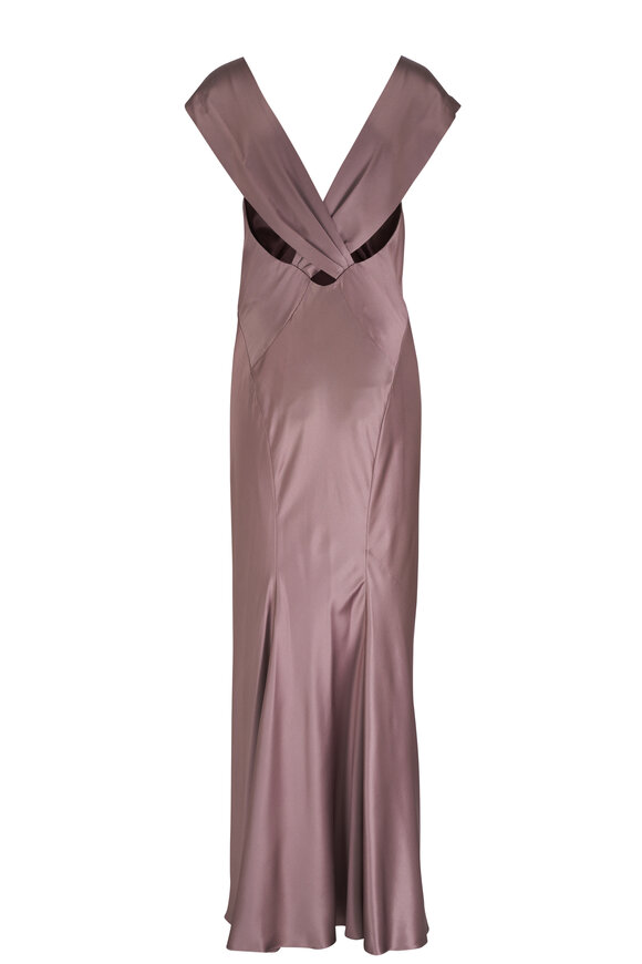 Saint Laurent - Taupe Rose Silk Maxi Dress 