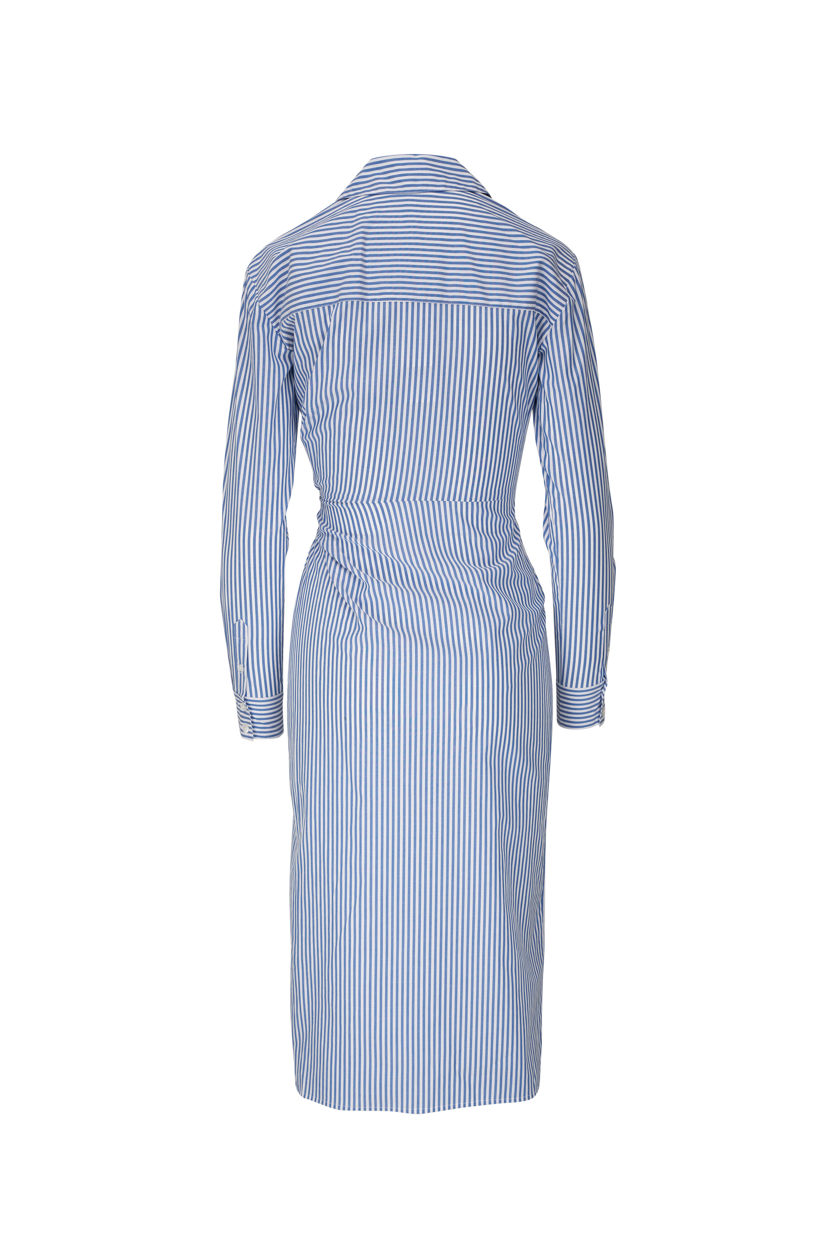 M Made in Italy Women's Striped Linen midi Dress, White Combo, Small at   Women's Clothing store