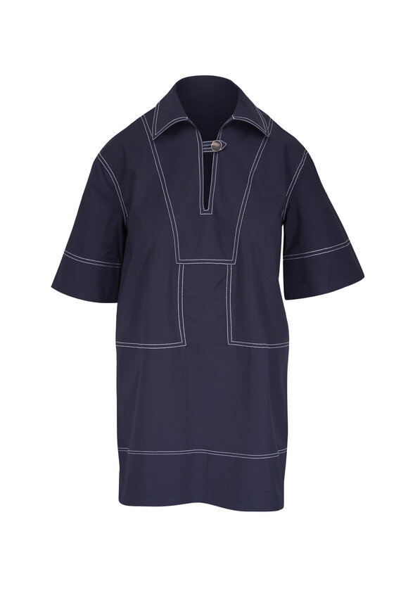 Veronica Beard Phelix Navy Stretch Cotton Mini Dress - view 1