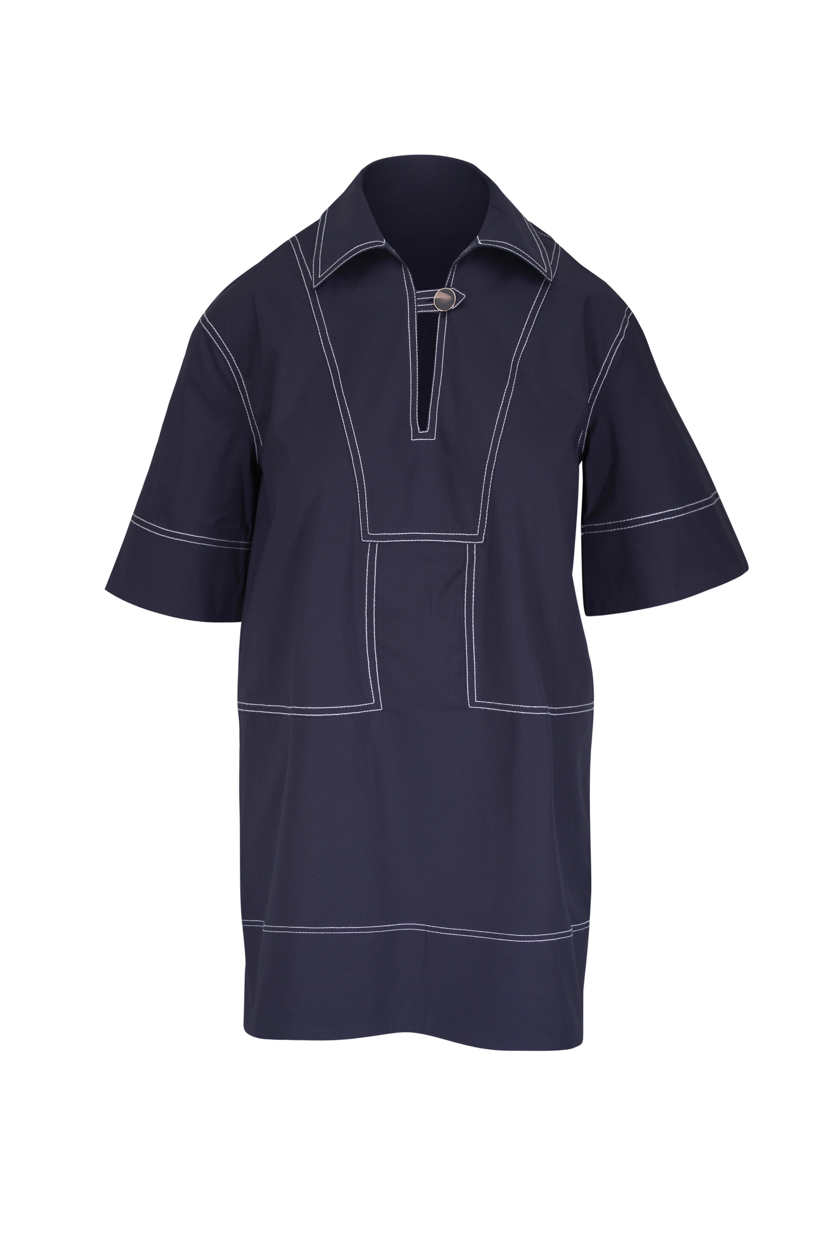 Veronica Beard - Phelix Navy Stretch Cotton Mini Dress - view 1