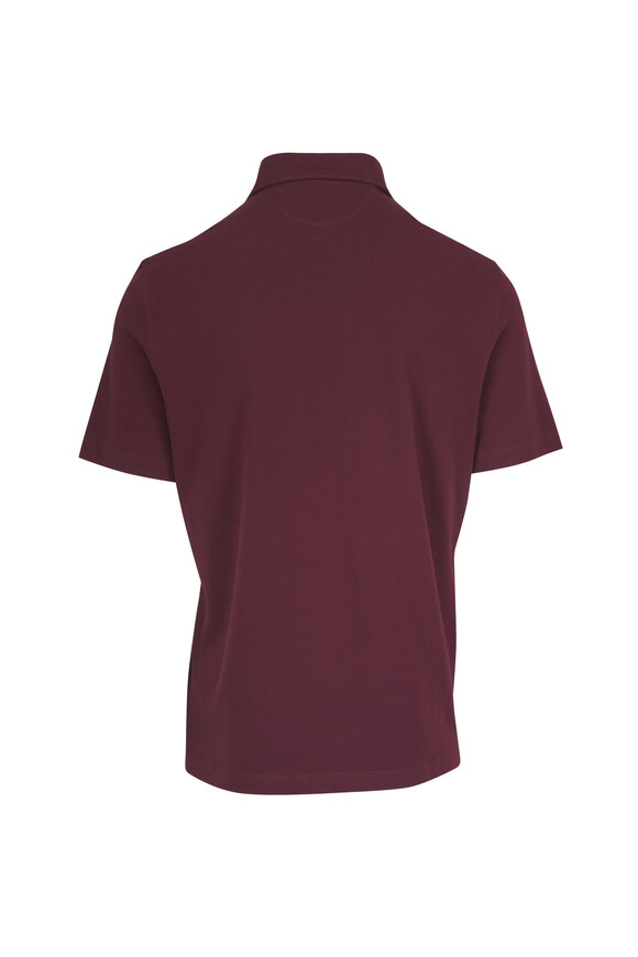 Brunello Cucinelli Burgundy Cotton Jersey Polo - view 2